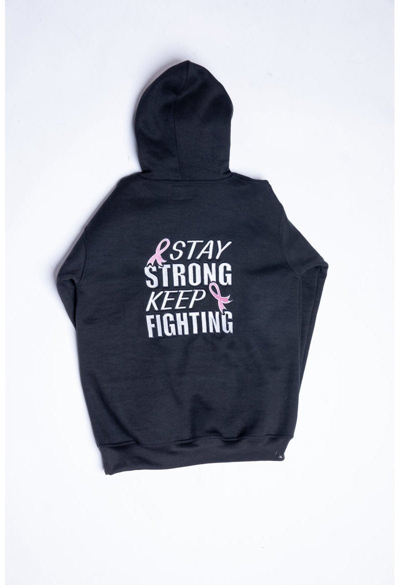 F*** Cancer Stay Strong and Keep Fighting pullover Hoodie Black/Pink/White