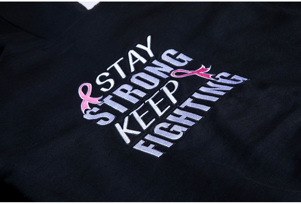 F*** Cancer Stay Strong and Keep Fighting pullover Hoodie Black/Pink/White
