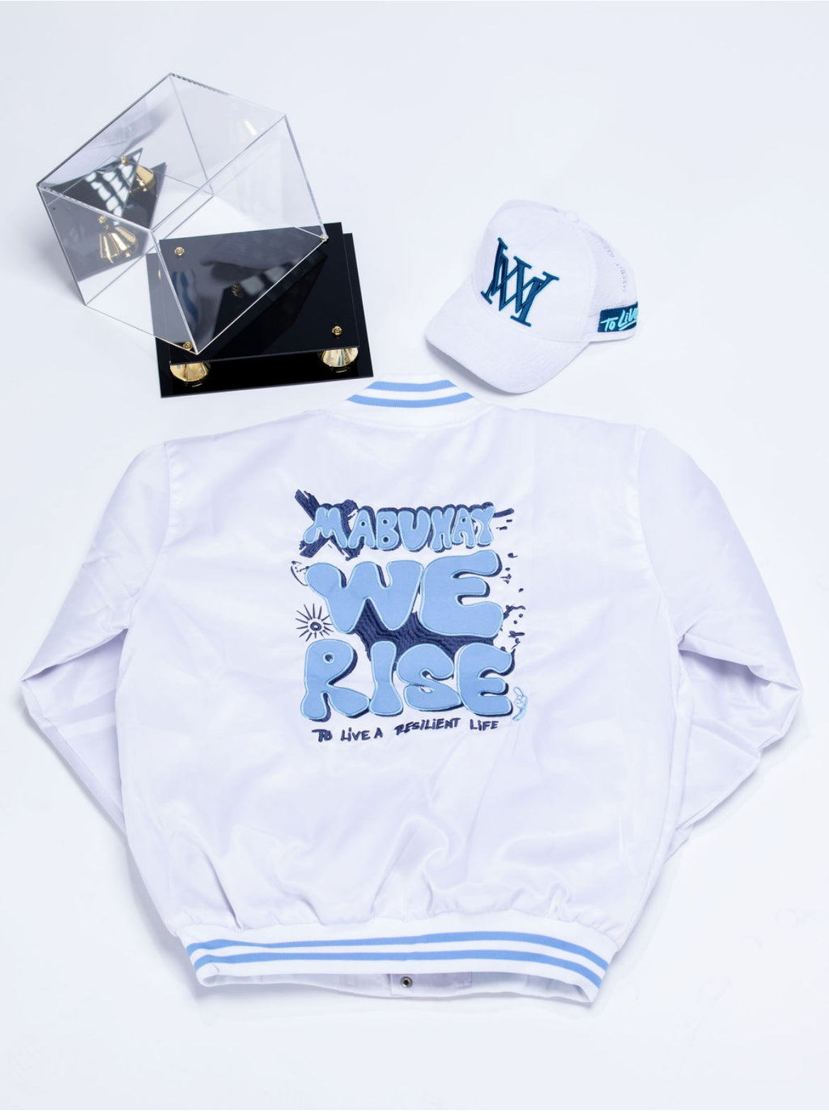 Mabuhay We Rise "Loyalty" Hat (White, Navy & Baby Blue)