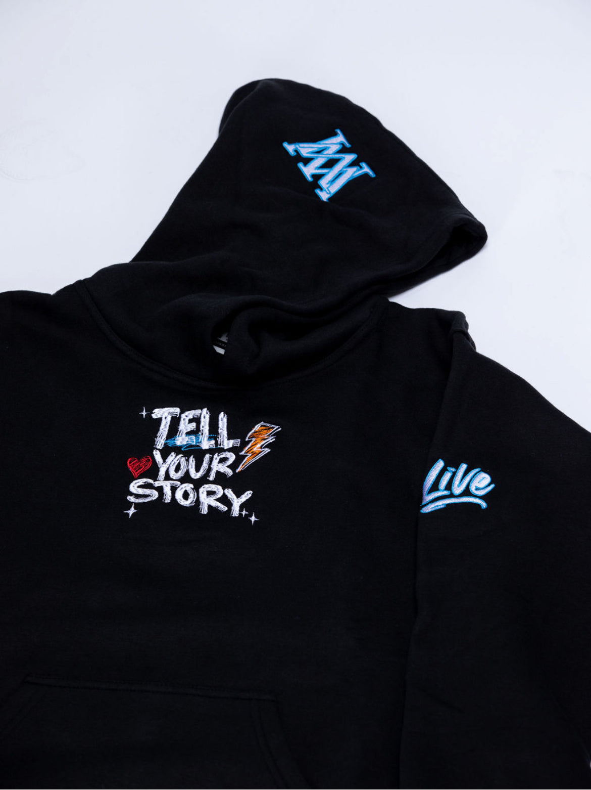 "Tell Your Story" Sweatsuit – Black with Multi-Color Embroidery
