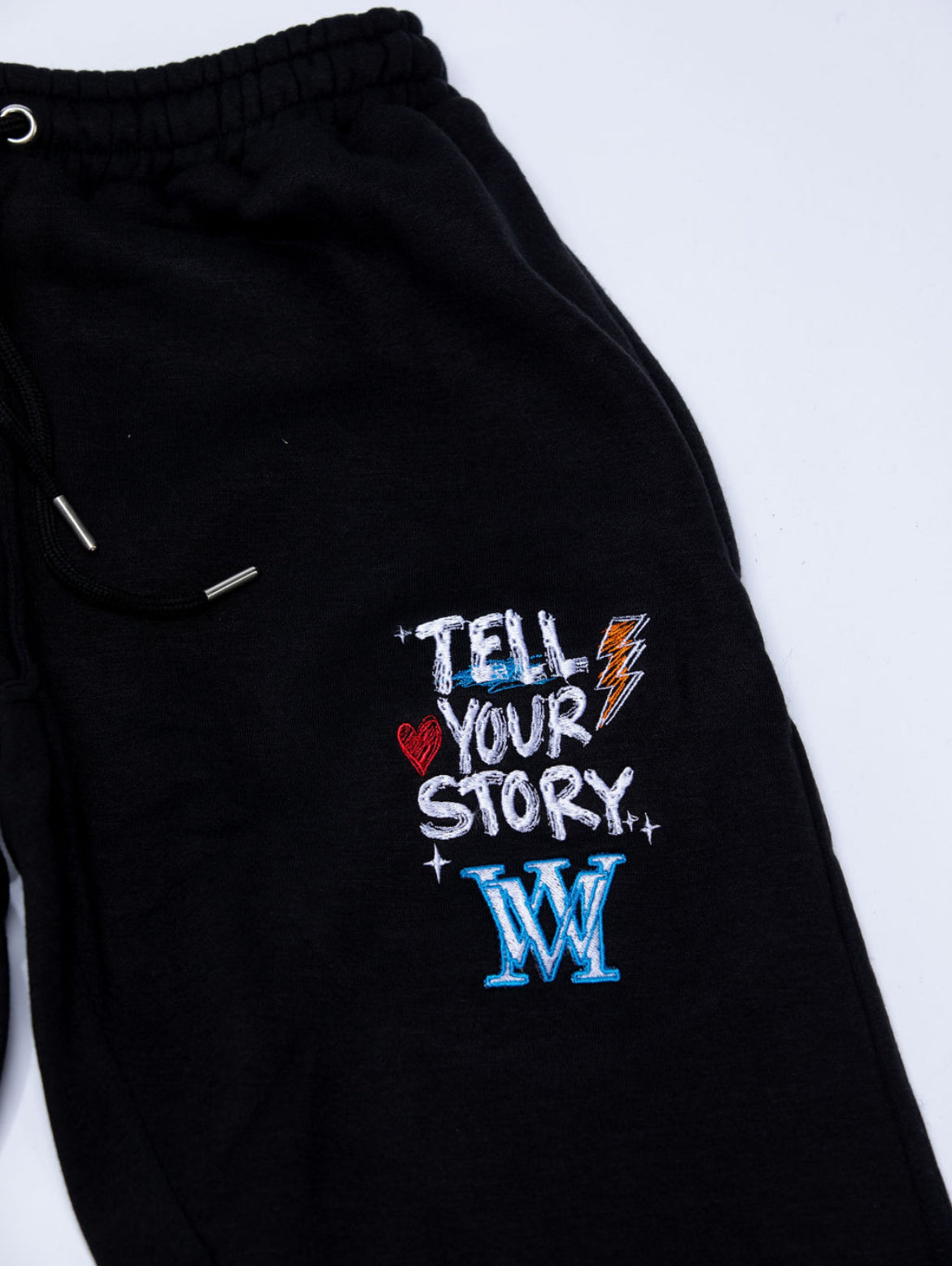 "Tell Your Story" Sweatsuit – Black with Multi-Color Embroidery