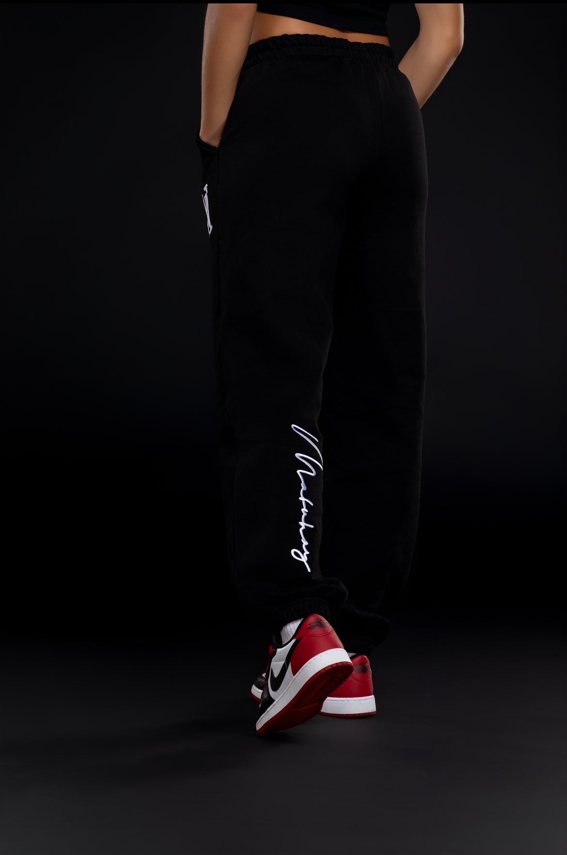 Mabuhay Black Joggers w White Embroidery