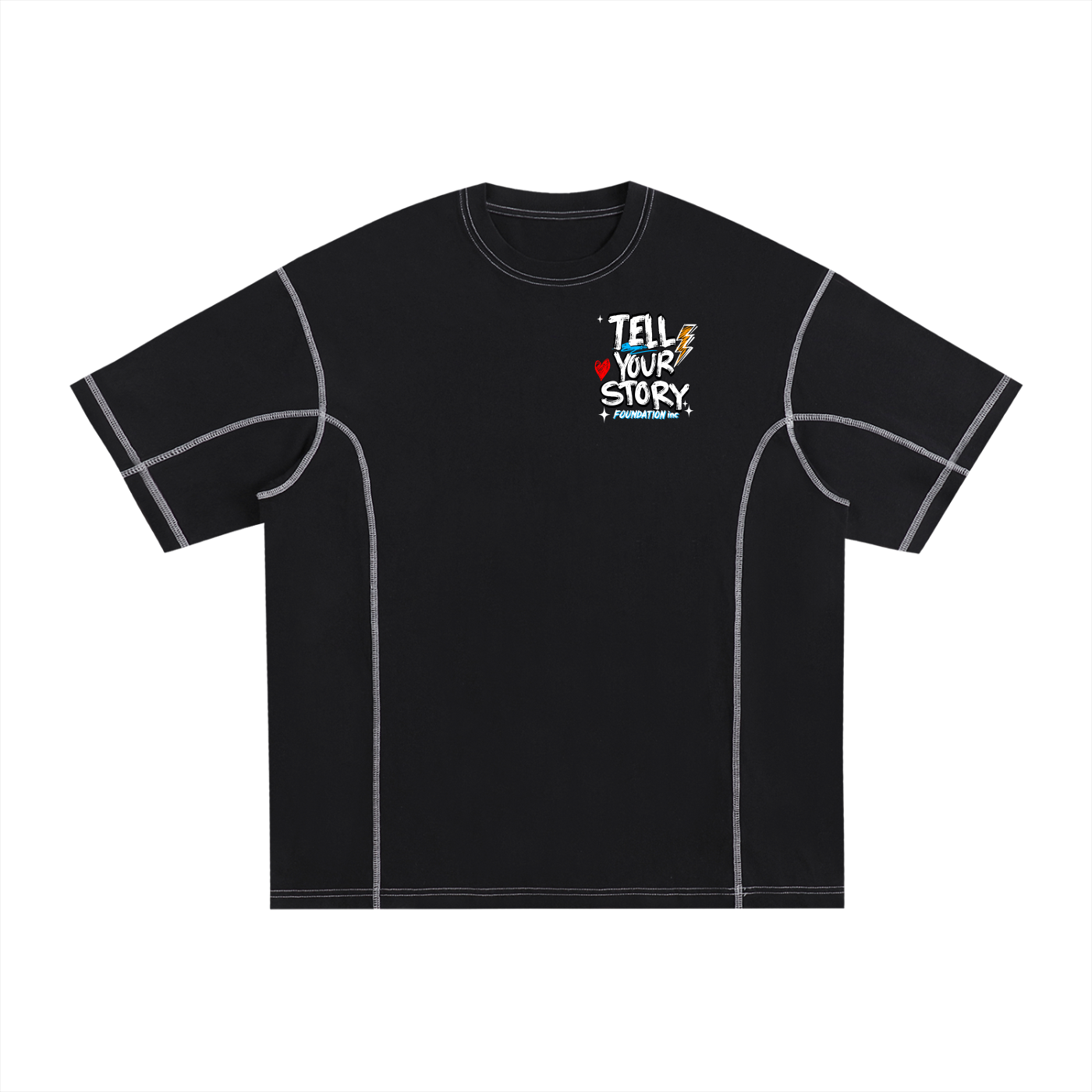 Streetwear Contrast-Stitched Cotton T-Shirt