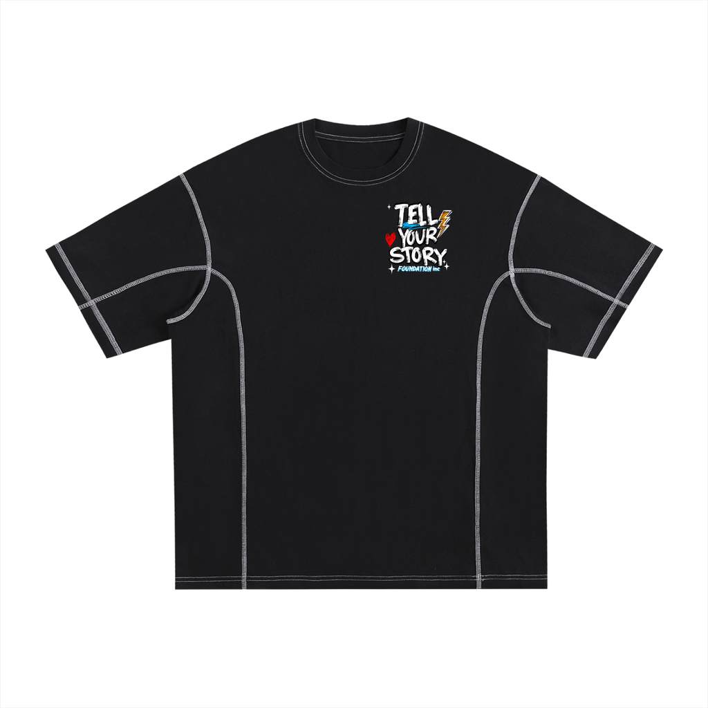 Streetwear Contrast-Stitched Cotton T-Shirt