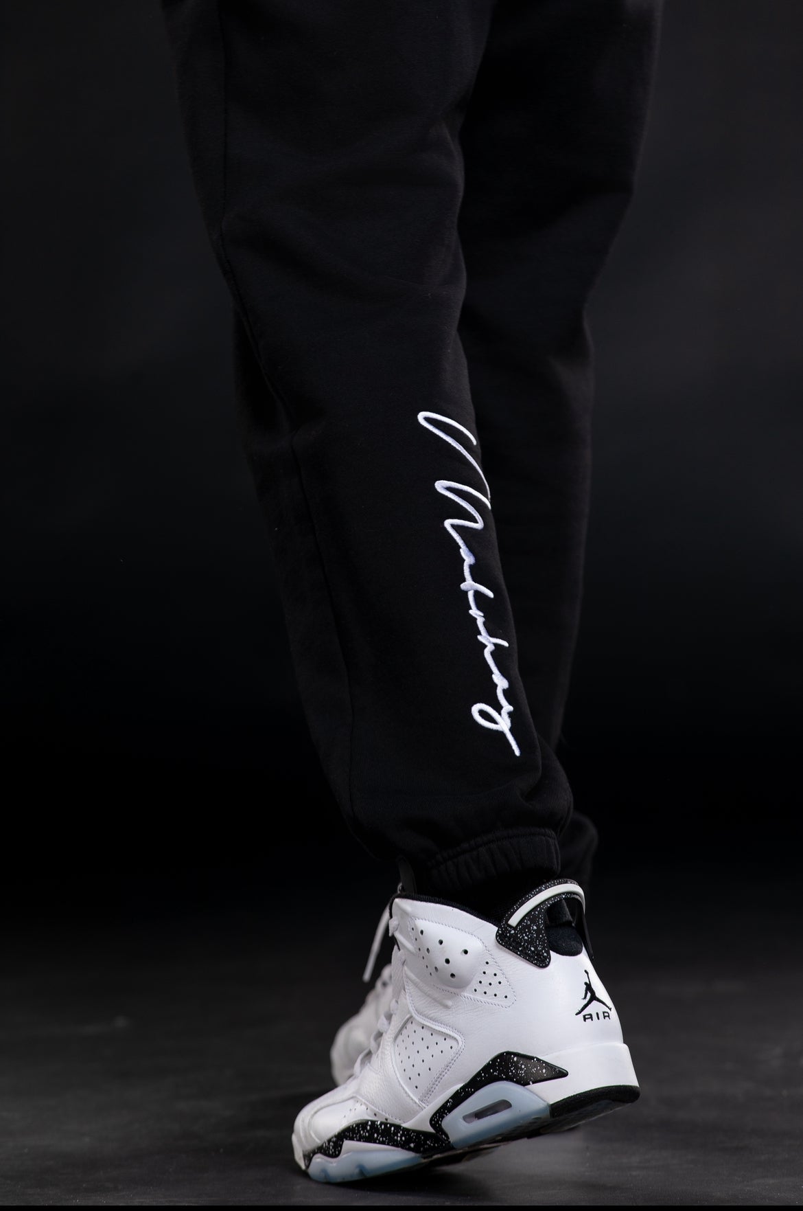 Mabuhay Black Joggers w White Embroidery