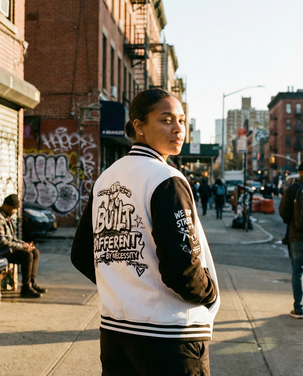 I am Built Different White/Black Varsity Jacket