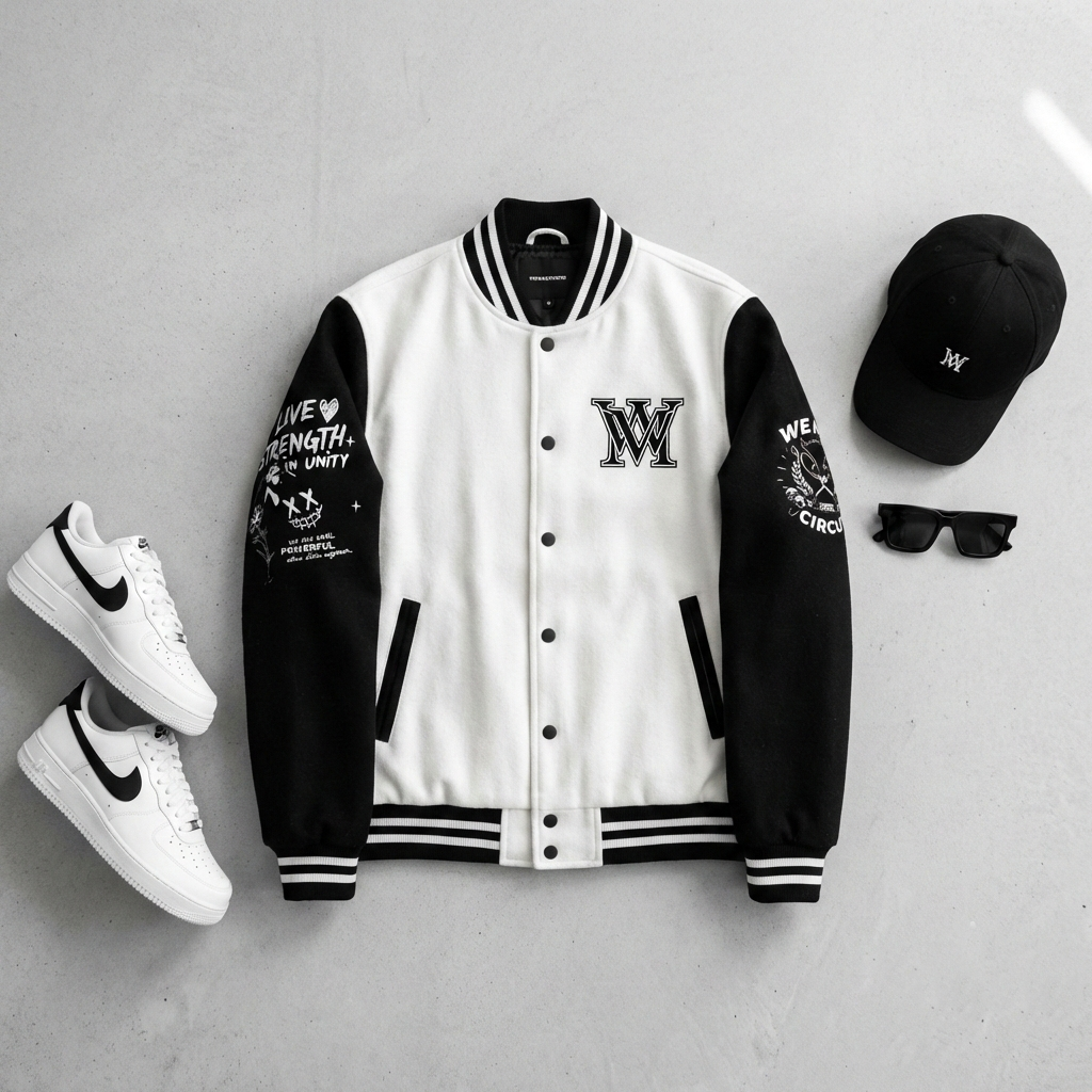 I am Built Different White/Black Varsity Jacket