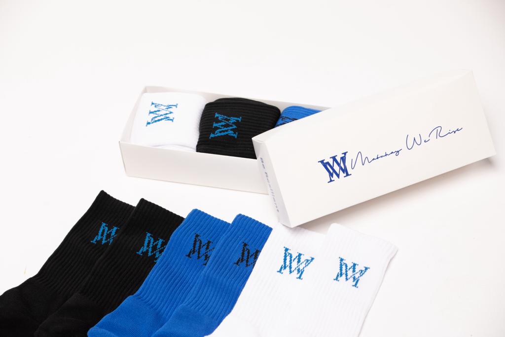Mabuhay Signature 3 Pack Socks - Royal Blue/Black, White/Royal Blue, Black/Royal Blue