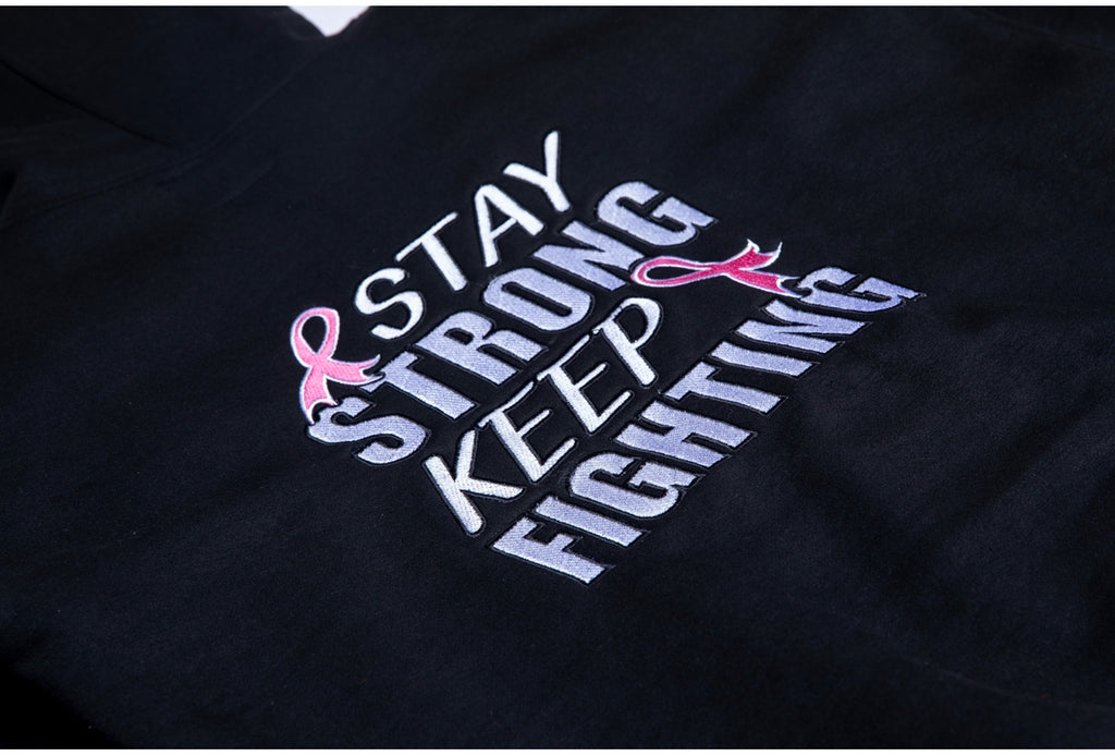 F*** Cancer Stay Strong and Keep Fighting pullover Hoodie Black/Pink/White
