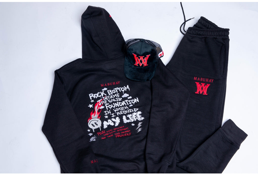 Mabuhay "Rock Bottom" Sweatsuit Black/Red/White