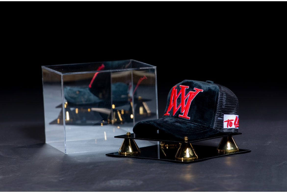 Mabuhay Monogram Hats - Black/Red w Luxury Collector Case