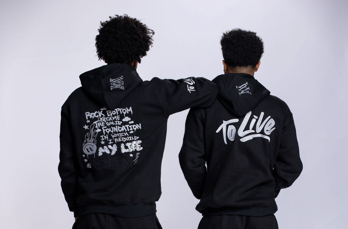 The Rock Bottom pullover Hoodie Black/White