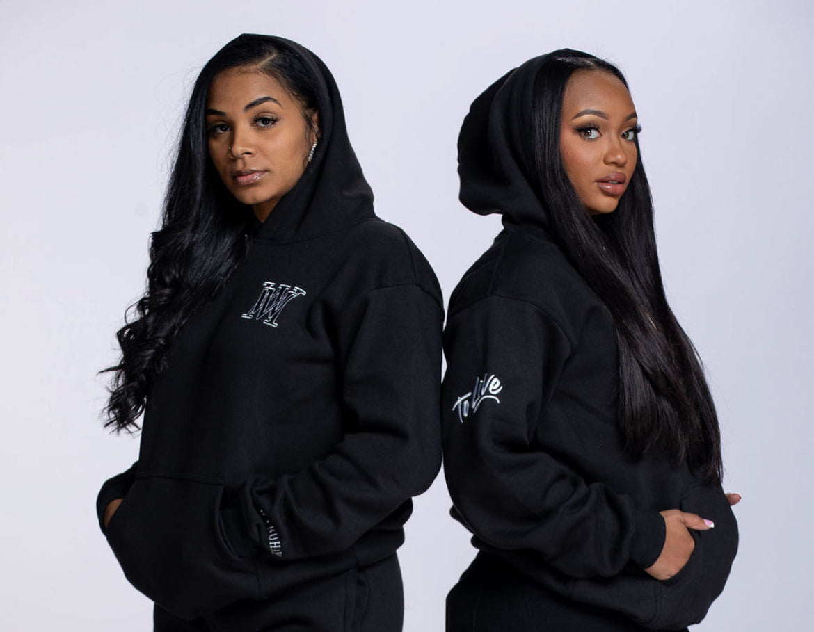 The Rock Bottom pullover Hoodie Black/White