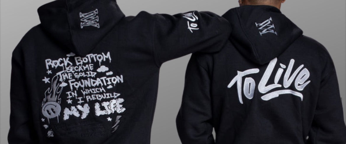 The Rock Bottom pullover Hoodie Black/White