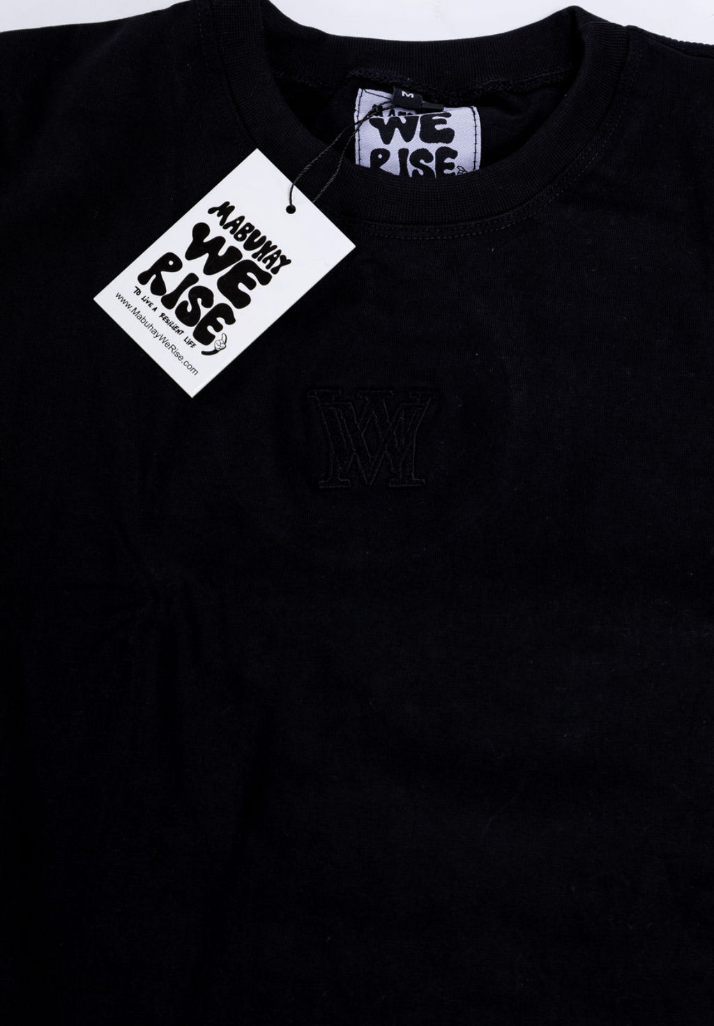 "We Are More Powerful When United Together" – All Black Embroidered Tee