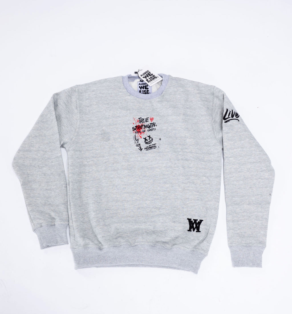 United Power Crewneck – Soft Grey, Black & Red Edition