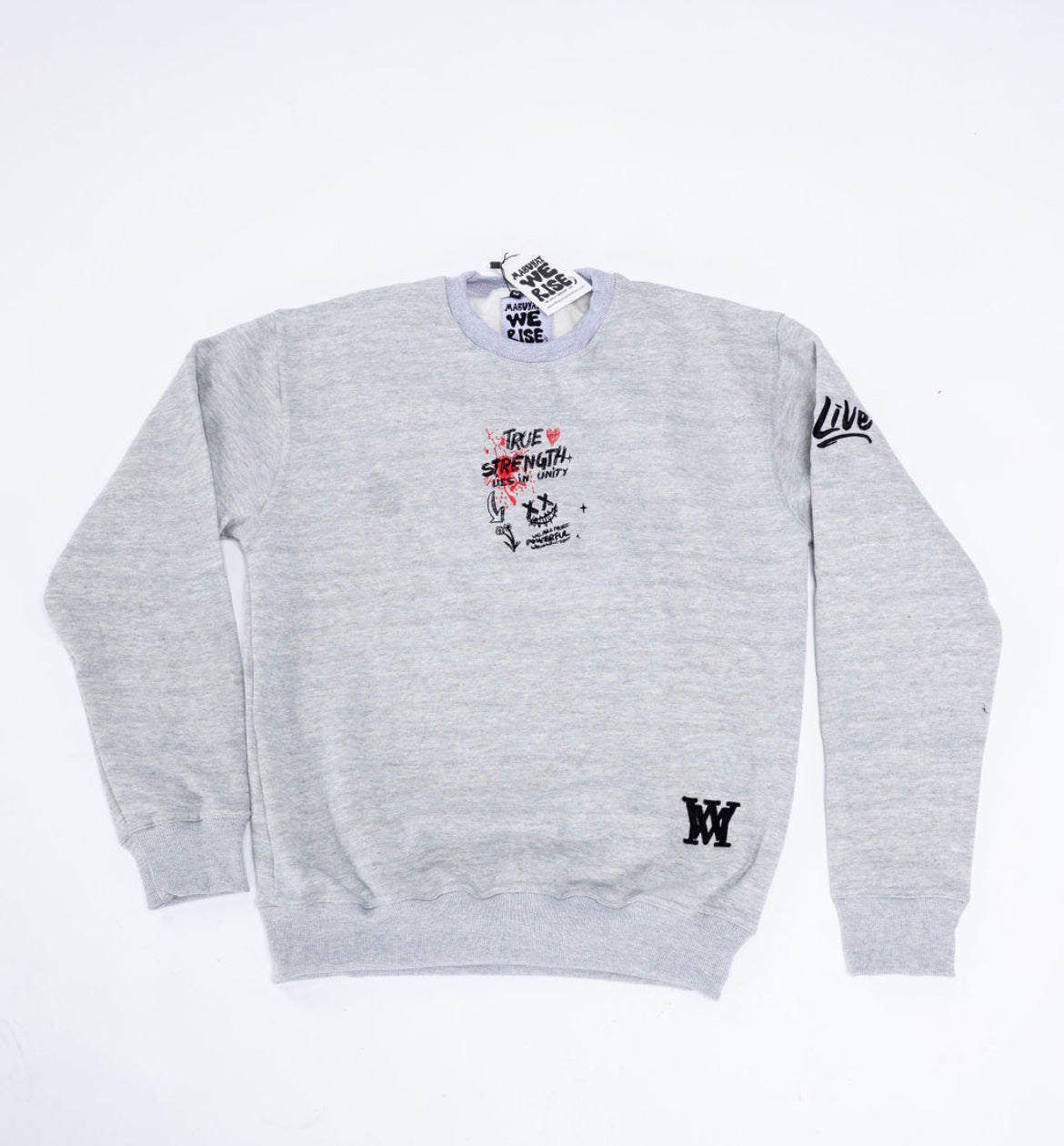 United Power Crewneck – Soft Grey, Black & Red Edition