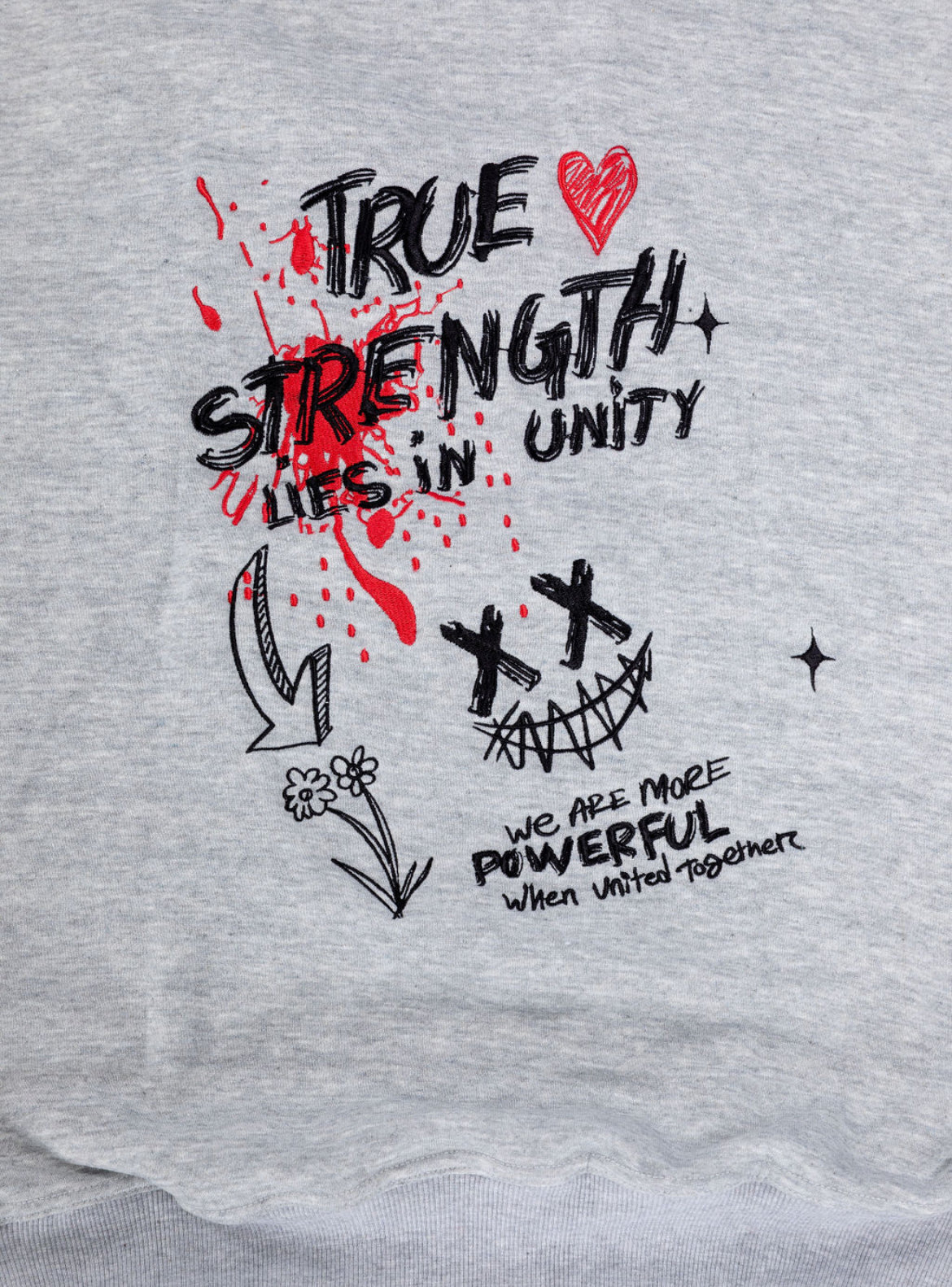 United Power Crewneck – Soft Grey, Black & Red Edition