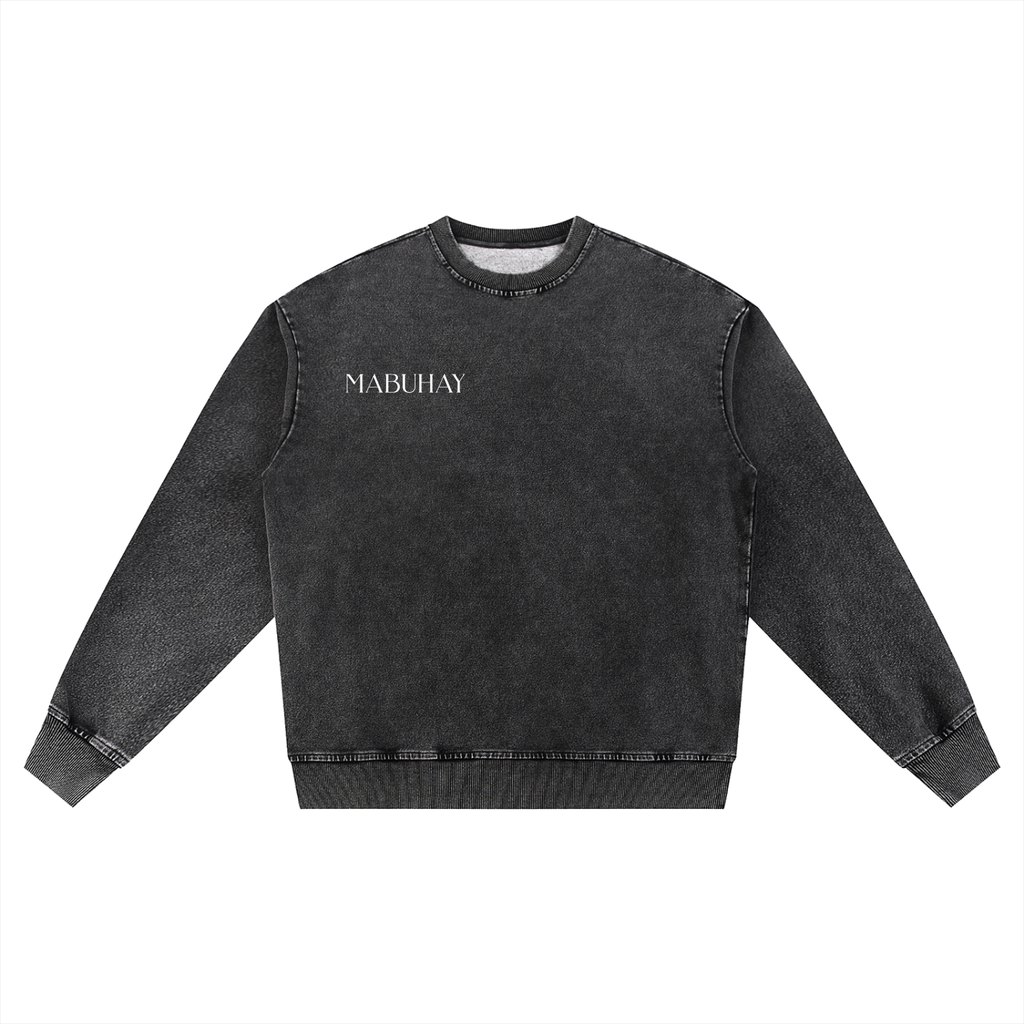 Snow Wash Oversized Crewneck Sweatshirt